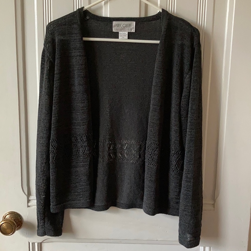 SILK CLUB | Cute Grey Cardigan Sweater